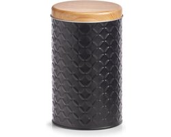 1x Bewaar/voorraad blikken zwart 10,5 x 18 cm 2 liter - Keukenbenodigdheden - Keukenaccessoires/decoratie - Vers houden - Voorraad/bewaar/opslagblikken - Koek/snoeptrommels