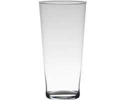 1x Conische bloemen vaas/vazen helder glas 29 cm hoog - Voor verse of kunst bloemen en boeketten - Glazen vazen transparant