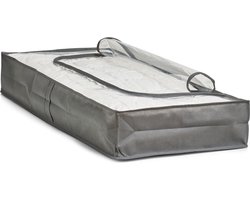 1x Dekbed/kussen opberghoezen grijs met venster 103 x 45 x 15 cm - Huishouding - Opberghoezen - Beschermhoezen - Dekentassen - Kussentassen - Opberghoezen voor dekbedden en kussens