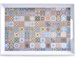 1x Dienblad melamine met mozaiekprint 50 x 35 cm - Keukenbenodigdheden - Dranken serveren - Serveerbladen/Dienbladen met mozaiekprint