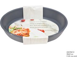 1x Grijze ovale glazen ovenschaal 2,4 liter 30 x 21 cm - Ovenschotel schalen - Bakvorm - Ovenschalen