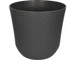 1x Grijze plantenbakken/bloempotten 25 cm - Woon/tuinaccessoires/decoratie - Ronde bloempotten/plantenpotten voor binnen/buiten