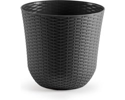 1x Grijze plantenbakken/bloempotten 32 cm - Woon/tuinaccessoires/decoratie - Ronde bloempotten/plantenpotten voor binnen/buiten