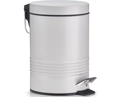 1x Grijze vuilnisbakken/pedaalemmers 3 liter van 17 x 25 cm - Huishouding - Badkameraccessoires/benodigdheden - Toiletaccessoires/benodigdheden - Kleine prullenbakken