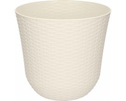 1x Ivoor witte plantenbakken/bloempotten 25 cm - Woon/tuinaccessoires/decoratie - Ronde bloempotten/plantenpotten voor binnen/buiten