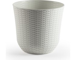 1x Ivoor witte plantenbakken/bloempotten 32 cm - Woon/tuinaccessoires/decoratie - Ronde bloempotten/plantenpotten voor binnen/buiten
