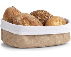 1x Jute brood serveer mandjes 26 x 18 cm - Keukenbenodigdheden - Tafel dekken - Ontbijten/Brunchen/Lunchen - Broodjes/bolletjes serveren - Broodmanden