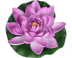 1x Lila paarse drijvende kunst waterlelie bloemen 18 cm - Tuinaccessoires - Vijverbenodigdheden - Vijverdecoratie - Nep/kunst bloemen/planten - Waterlelies