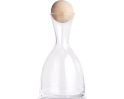 1x Luxe glazen karaffen met houten bol/bal dop 750 ml - Keukenbenodigdheden - Tafel dekken - Koude dranken serveren - Karaffen/schenkkannen met dop