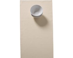 1x Monaco Tafelloper Cream - lederlook - Beige - Loper - kunstleder - 140x45cm