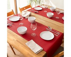 1x Monaco Tafelloper Red - lederlook - Rood - Loper - kunstleder - 140x45cm