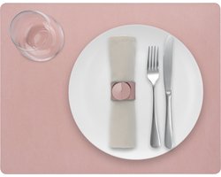 1x Placemat Skinnatur leder – Rosewater – Roze – 45x35cm - gerecycleerd leer – tafeldecoratie - onderlegger