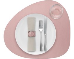 1x Placemat Skinnatur leder – Rosewater – Roze – 46x40cm - gerecycleerd leer – tafeldecoratie - onderlegger