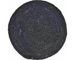 1x Placemats rond rotan handgemaakt zwart 38 cm - Natuurlijke placemats/onderleggers tafeldecoratie - Tafel dekken