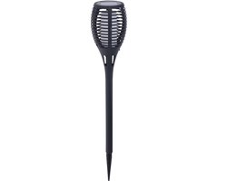 1x Solar fakkels/toortsen vlam effect zwart tuinverlichting op zonne-energie 62 cm - Tuindecoratie/accessoires - Tuinverlichting - Tuinlampjes - Buiten verlichting - Solar/zonne-energie lamp voor in de tuin