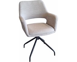 1x Stoel - Eetkamerstoel Madore - Alpine Naturel 01 Boucle Stof - 180° draaibaar - Return memory functie - Pootkleur zwart metaal