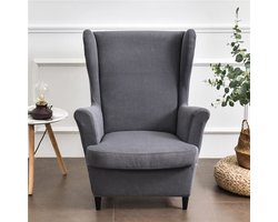1x Stoelhoezen - elastisch & vlekbestendig - voor leunstoel en oorfauteuil - woonkamer decoratie - Donkergrijs