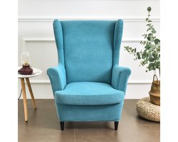1x Stoelhoezen - elastisch & vlekbestendig - voor leunstoel en oorfauteuil - woonkamer decoratie - Hemelsblauw