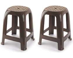 1x stuks opstap krukje/keukenkrukje/verhoger opstapjes taupe bruin 37 x 37 x 46,5 cm - Keuken/badkamer/kasten opstapjes of krukjes/zitjes