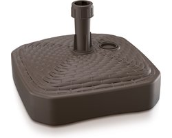 1x Stuks vierkante rotan kunststof parasolvoeten bruin 12 liter - breedte 39 cm