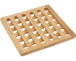 1x Vierkante pannen onderzetter bamboe 20 cm