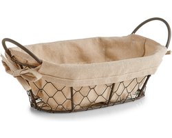 1x Vintage brood serveer mandjes metaaldraad 26 x 17 cm - Keukenbenodigdheden - Tafel dekken - Ontbijten/Brunchen/Lunchen - Broodjes/bolletjes serveren - Broodmanden