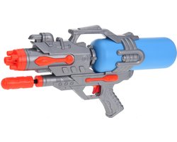 1x Waterpistolen/waterpistool oranje/blauw van 46 cm met pomp kinderspeelgoed - waterspeelgoed van kunststof - waterpistolen met pomp