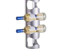 1x Zilver wijnflessen muurrek/wijnrekken voor 4 flessen 45 cm - Keukenbenodigdheden - Woonaccessoires/decoratie - Wijnflesrekken/wijnflessenrekken/wijnrekken - Rek/houder voor wijnflessen