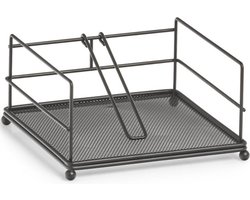 1x Zwarte servettenhouders met stop metaal 17 cm - Zeller - Keukenbenodigdheden - Woondecoratie - Barbecue/snackbar/restaurant accessoires - Servethouders/servettenhouders