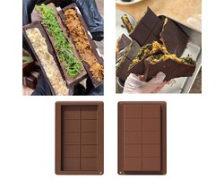 2 Bakvormen - Bakvormen -bakvormen siliconen - Chocolade reep - Handgemaakte vormen - Chocoladevormen - Siliconen - Bruin