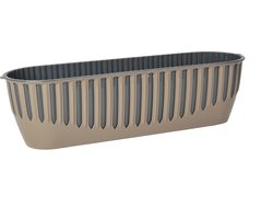 2 balkonbakken Taupe Piano bloembakken mokka Serinova beige vensterbank plantenbak 51cm met waterafvoer