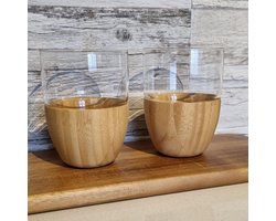 2 bamboe bekers - Theeglazen - Koffiekopjes - Luxe theeglazen - Theeglas