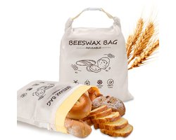 2 Broodzakken van bijenwas – Broodzak - Opbergtas - Herbruikbaar – Bewaarzakken – Houdt zelfgebakken brood vers – Geschikt voor de vriezer – Katoen