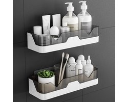 2-delig badkamerrek - doucherek - wandplank - wandrek - kruidenrek voor in de keuken - opbergrek voor onder de wastafel