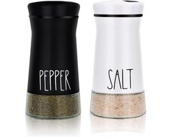 2-delig - roestvrij staal - met verstelbare schenktuit - boerderijstijl - zout- en peperstrooier