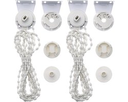 2-delig rolgordijnsysteem - Rolgordijnketting - Inclusief montageset - 38 mm - Kunststof beugel - Gordijnaccessoires - Geschikt voor het ophangen van gordijnen, jaloezieën, verduisteringsgordijnen, enz. - Wit
