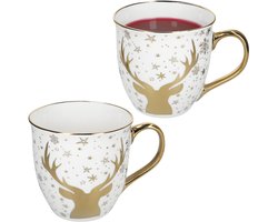 2-delig set jumbokopjes met gouden rand HIRSCH van porselein – 23105124