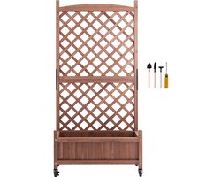 2-delig verhoogd bed met hekwerk, 152 x 33 x 156 cm, houten plantenbakken voor klimplanten, afwateringsgaten voor tuin, terras, balkon