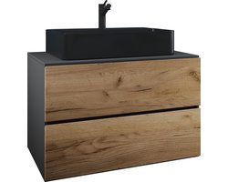 2-delig wastafelmeubel Badkamermeubelset Wastafel Lendas S BL Lade