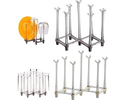 2-delige afwasrek van plastic, uitschuifbaar en opvouwbaar, ideaal voor het drogen van borden, glazen en bestek