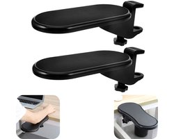 2 delige armleuningset - computerbureau armleuning - armensteun - draaibaar - klemtype - opvouwbaar - herbruikbaar - kantoorbenodigdheden - geschikt voor computertafels, bureaus (zwart, 27*14 cm)