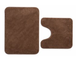 2-Delige Badmat set Donkerzand – Badmat en Toiletmat - Zacht, Antislip en Modern