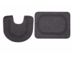 2-Delige Badmatset Antraciet – Badmat + Toiletmat – Zacht en Comfortabel