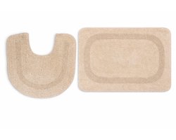 2-Delige Badmatset Beige – Badmat + Toiletmat – Zacht en Comfortabel