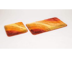 2-delige Badmatten Set Golvend Patroon Antislip - Zachte Badmatten voor Badkamer