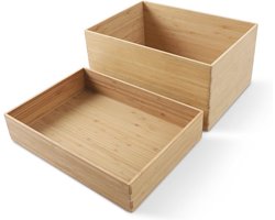 2-delige Bamboe Opbergdoos Set - Grote Lade Organizer voor Bestek, Cosmetica, Snacks, en Meer
