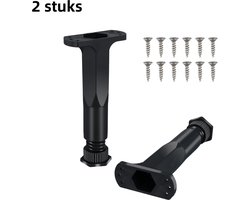2-delige bedsteunstang - Verstelbare steunpoten van 16 cm tot 28 cm - Geschikt voor kingsize bedden/kartonnen/banken/tafels - Zwart (kunststof staal)