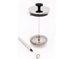 2-delige Cafetière-set met glazen cafetière met 8 kopjes en handbediende melkopschuimer op batterijen