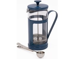 2-delige Cafetière Set met Monaco 8-kops Navy Cafetière en Roestvrijstalen Koffielepeltje met Clip