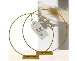 2-delige decoratieset met voet in goud - metalen ring Ø 30 cm - veelzijdige decoratie voor droogbloemen, kransen en DIY-projecten - perfect voor tafeldecoratie en interieur